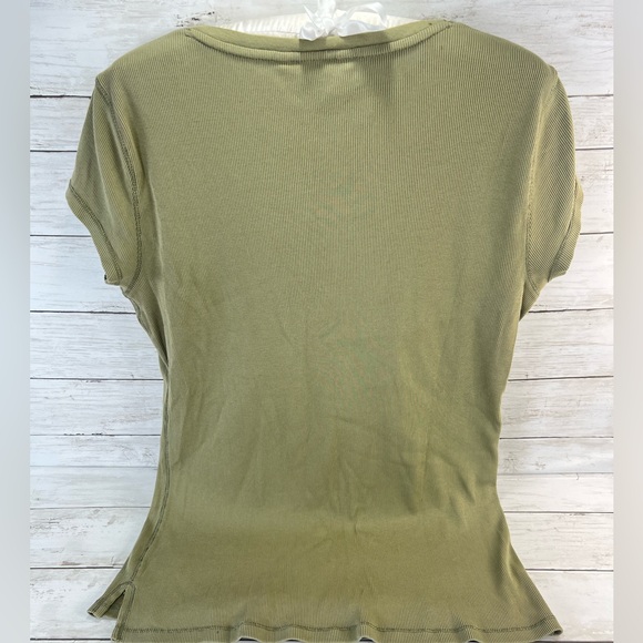 Lauren ralpah lauren green Ribbed Short Sleeve top for women Size Large - Picture 8 of 12